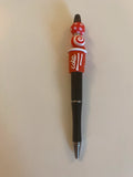 Stylo soda cola cocke rouge noir strass perle fantaisie AVA cadeau