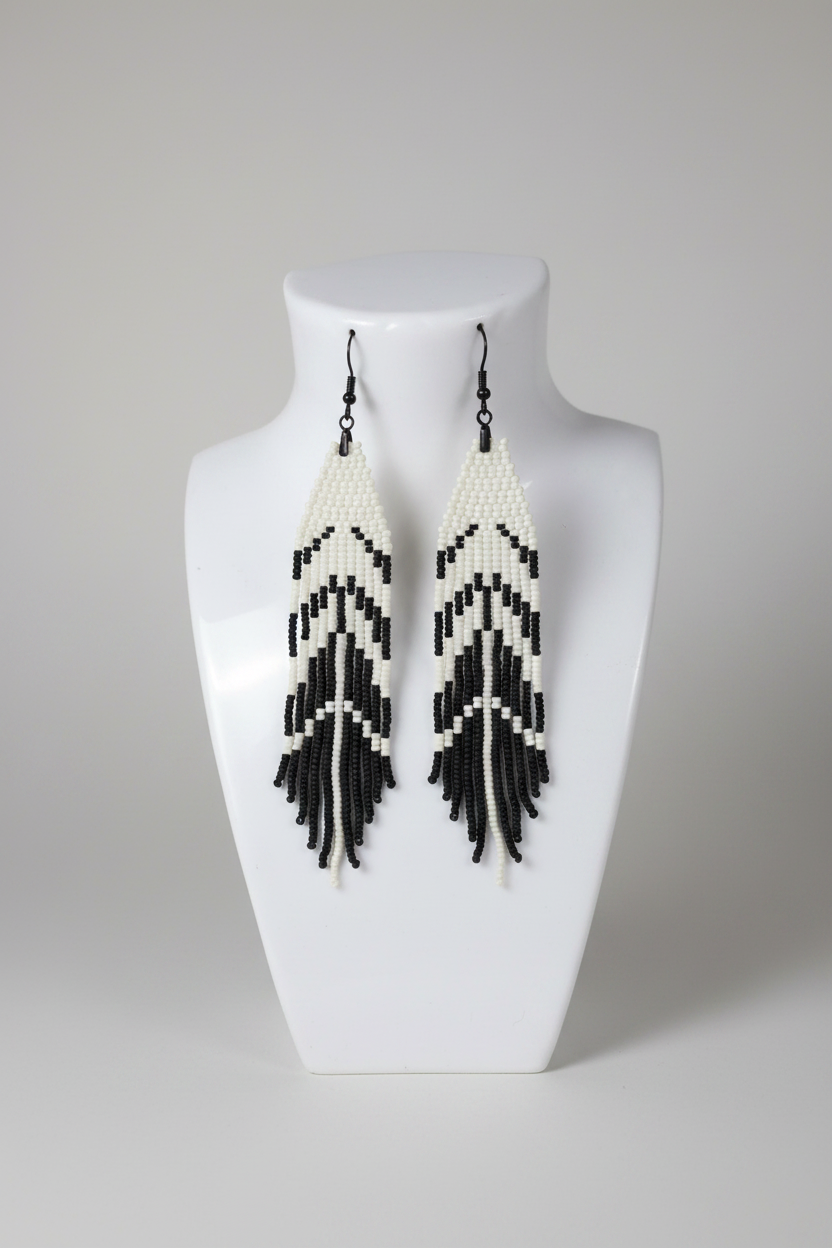 Boucles d'oreilles Miyuki noir et blanc