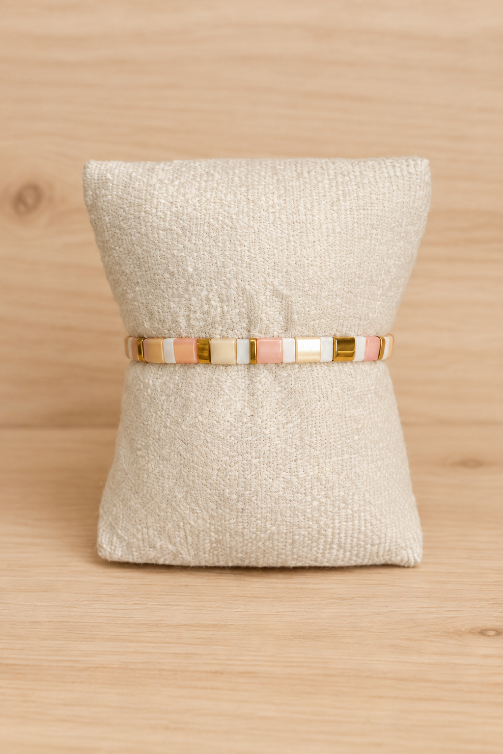 Bracelet fin élastique Half Tila dégradé pêche et abricot