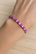 Bracelet fin élastique Half Tila violet clair, transparent et doré