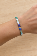 Bracelet fin élastique Half Tila blanc multicolore mat et doré