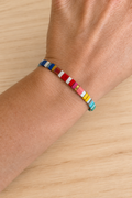 Bracelet fin élastique Half Tila multicolore mat et doré